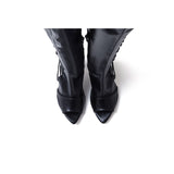 Side Point Open Toe Boots Heel(Black)
