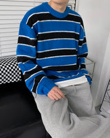 ウォパラウンドネックストライプモヘアニットウェア / EV WOPA Round Neck Striped Mohair Knitwear (3 colors)