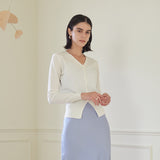 リブドヘム カーディガン/RIBBED HEM CARDIGAN (WHITE)