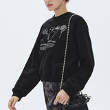 Flower Hand Graphic Sweatshirt [BLACK] (6674522505334)