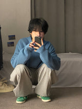 ベーシックハチラウンドムジニット