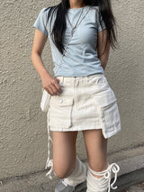 マルチアンバランスポケットストリングカーゴミニスカート / Multi-Unbalanced Pocket String Cargo Mini Skirt