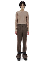 LEATHER STRAP TAILORED PANTS (BROWN) (6654710022262)