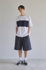 インサイズドカラーブロックTシャツ/Incised Color Block Tee (White)