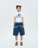 BIG GRAPHIC LOGO CROP TEE WHITE