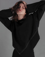 Fabric Mix Mannish Sweatshirt (6676027768950)