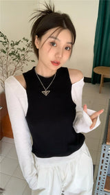 オレオ オープン ショルダー ニット トップ / Oreo open shoulder knit top
