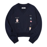 ウィティーバニーVネックスウェットシャツ／WITTY BUNNY V-NECK SWEATSHIRT [NAVY]