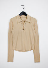 コルセットクロップカラーTシャツ/Corset Crop Collar T-shirt (3color)