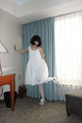 Vネックコットンドレス/V-neck cotton dress (white)