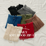 Pado Two-Way Cropped Knitwear Hooded Zip-Up