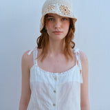 レースストラップノースリーブトップ / LACE STRAP SLEEVELESS TOP, WHITE