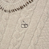 CHERRY V-NECK CROP CABLE KNIT [OATMEAL]