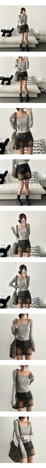 Shirt Square Neck Basic Long Sleeve Tee