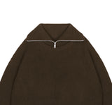 neck warmer wide collar zip-up knit brown (6615476830326)