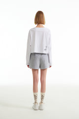 ウィティーバニースケッチクロップTシャツ／WITTY BUNNY SKETCH CROP T-SHIRT [WHITE]
