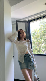 バウアオフショルダー長袖Tシャツ