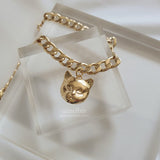 Melbie The Cat Series - Cat face Bold Chain Choker Necklace (Gold ver.)
