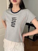 Alive Line Lettering Coloring Cropped Short-Sleeved T-Shirt