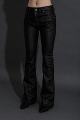 COATED BLACK BOOTS CUT DENIM