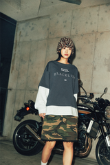 ブラックリストレタリングレイヤードTシャツ