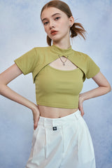 HIDE Chain Crop Top (Olive) (6570964025462)