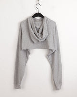 Lots Snap Button Waffle Layered Hooded Bolero