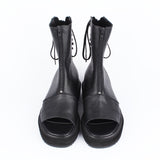 フロントジッパーバックレースアップサンダル / DAVID STONE FRONT ZIPPER BACK LACE UP SANDALS (all black)