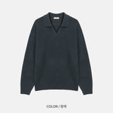 ブレンドオープンカラニット/BLEND OPEN KARA KNIT(7COLOR)