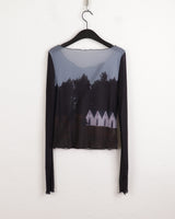 /Grace Cutting Slit See-Through Warmer Long Sleeve T-Shirt