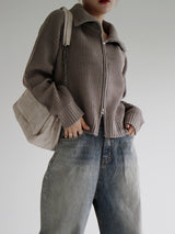 2WAYハイネックニットジップアップ / Two-way high-neck knit zip-up (2color)