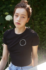 ラウンドロゴクロップTシャツ / ROUND LOGO CROP T-SHIRTS_2COLORS