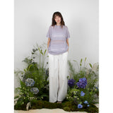 リネンストライプニットトップ / LINEN STRIPE KNIT TOP - PURPLE