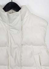クロップレザーパッデッドベスト/Crop Leather Padded Vest (2color)
