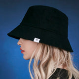 Herringbone label bucket hat BLACK