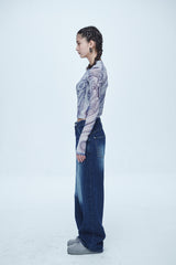 ヴィンテージ ウォッシング ワイド デニムパンツ / Vintage Washing Wide Denim Pants Blue