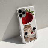 ストロベリーキャットケース / Strawberry cat case (white hard)