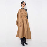 アシンメトリードレープウォータープルーフコート/Asymmetry Draped Waterproof Coat _ Beige