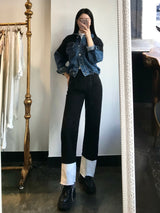 セミワイドフィットデニムパンツ/SEMI WIDE FIT BLACK+WHITE DENIM PANTS [17723]