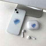 ブルー - カラー ジェリー ハート AirPods ケース_マット