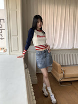 ツカダメージブラシウォッシングミニデニムスカート/Tsuka Damage Brush Washing Mini Denim Skirt