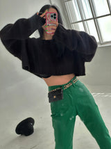 leather coated straight pants