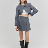 カッティングクロスクロップジャケット/CUTTING CROSS CROP JACKET GRAY (6682531922038)