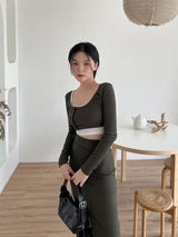 リベッドロングスカート/Ribbed Long Skirt (3color)