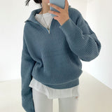 Quarter Zip Waffle Knit Top