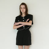  LINE BUTTON JACKET, BLACK