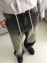テチストリングウォッシュドワイドデニムパンツ