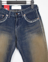 イエローロービンテージデニムパンツ/no.3001 Yellow Low Vintage Denim Pants