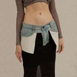 アップサイクリングデニムニットスカート/Upcycling Denim Knit Skirt