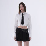 ネクタイクロップシャツ/0 1 CT necktie crop shirt - WHITE
